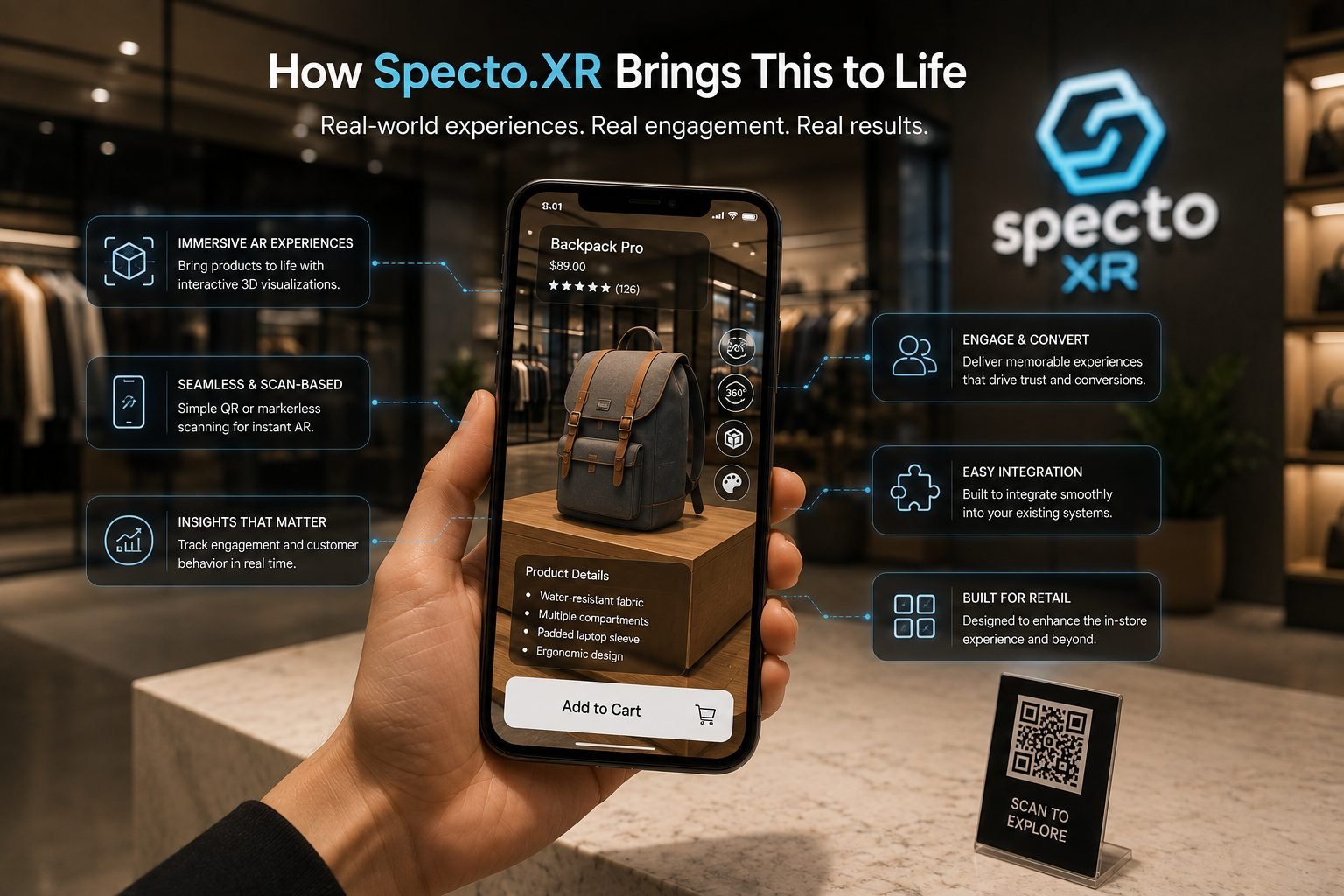 Specto XR retail AR experience helping a shopper compare products