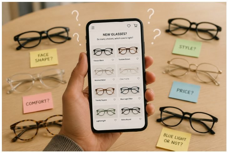 Customer virtually trying on glasses using Specto XR's AR try-on technology