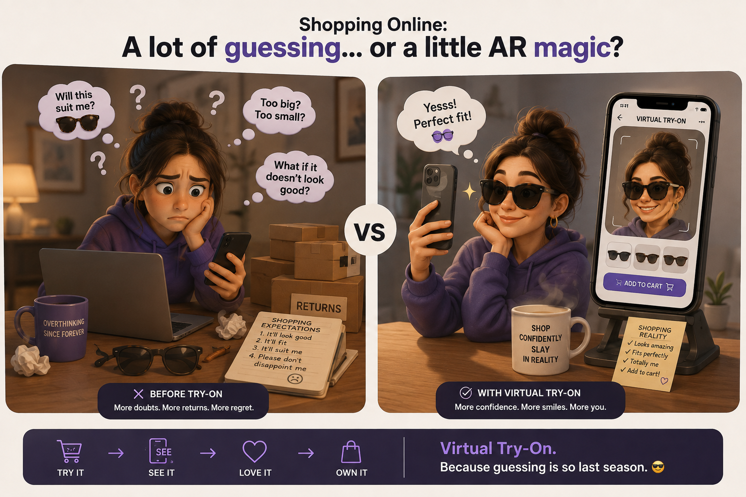 Customer visualizing a product before purchase through Virtual Try-On